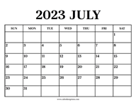 Calendar 2023 July