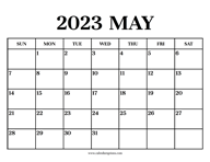 Calendar 2023 May