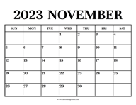 Calendar 2023 November