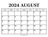 Calendar 2024 August
