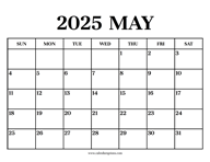 Calendar 2025 May