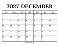 Calendar 2027 December