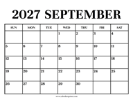 Calendar 2027 September