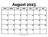 Calendar August 2023