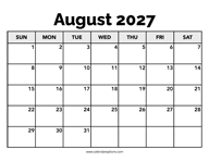 Calendar August 2027