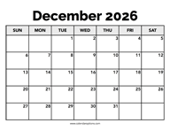 Calendar December 2026