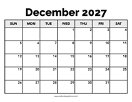 Calendar December 2027