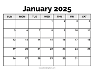 Calendar January 2025