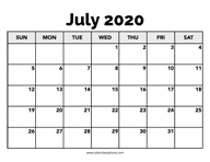 Calendar July 2020