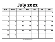 Calendar July 2023