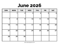 Calendar June 2026