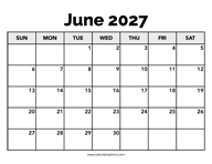 Calendar June 2027