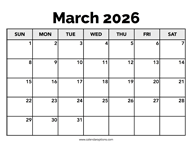 Calendar March 2026