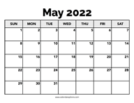Calendar May 2022