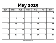 Calendar May 2025