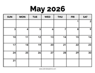 Calendar May 2026