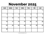 Calendar November 2025