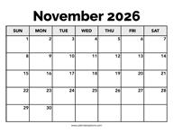Calendar November 2026