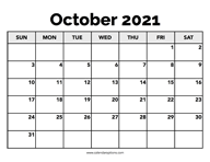 Calendar October 2021