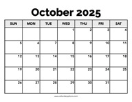 Calendar October 2025