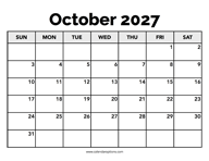 Calendar October 2027
