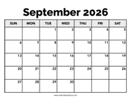 Calendar September 2026