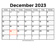 December 2023 Calendar With Holidays