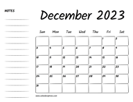 December 2023 Printable Calendar