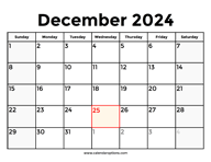 December 2024 Calendar With Holidays