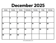 December 2025 Calendar