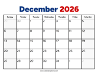 December 2026 Calendar Pro