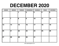 December Calendar 2020