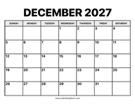 December Calendar 2027