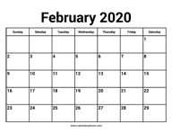 February 2020 Calendar