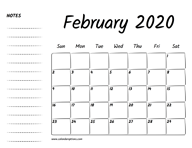 February 2020 Printable Calendar