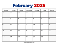 February 2025 Calendar PDF