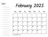February 2025 Printable Calendar