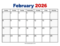 February 2026 Calendar PDF