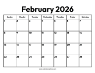 February 2026 Calendar