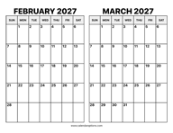 February and March 2027 Calendar