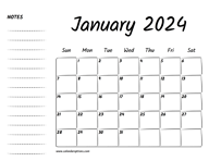 January 2024 Printable Calendar
