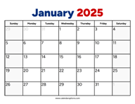 January 2025 Calendar PDF