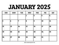 January 2025 Calendar Printable