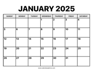 January Calendar 2025