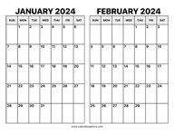 January and February 2024 Calendar