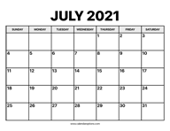 July Calendar 2021