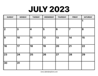 July Calendar 2023
