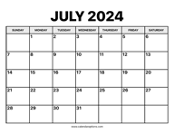 July Calendar 2024
