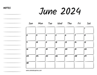 June 2024 Printable Calendar