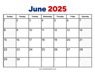 June 2025 Calendar PDF